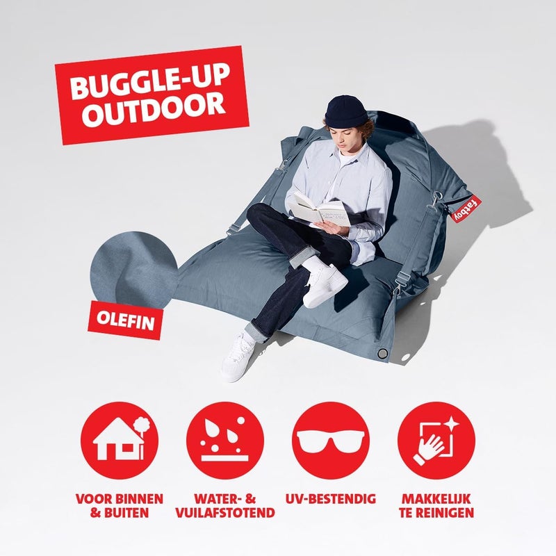 Fatboy Buggle Up Bean Bag | Adjustable & Comfortable | Indoor & Outdoor Use | Water-Repellent Fabric | Versatile & Durable Lounge Seating | Available in olefin fabric | 132x185 cm - Storm Blue - Image 3